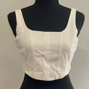 New‎ Hunter & Brown S White 15% Linen Women's Crop Top 15% Linen 483